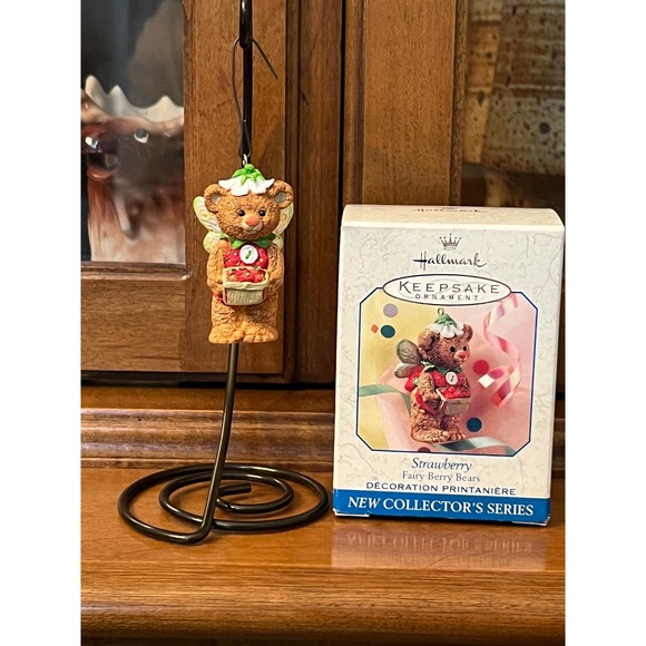 Vintage Hallmark Easter Strawberry Fairy Bear Spring/Summer Ornament - Picture 1 of 4